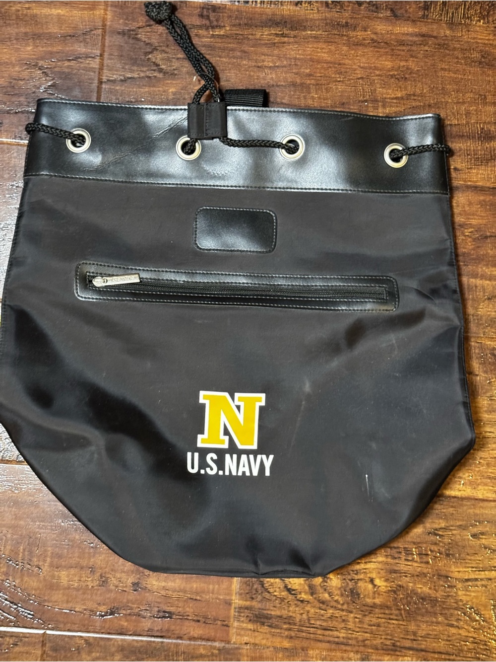 Black U.S. Navy Drawstring Backpack